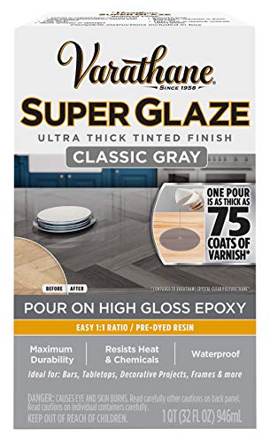 Varathane 363903 Super Glaze Pour-On High Gloss Epoxy, Quart, Classic Gray - color: Classic Gray