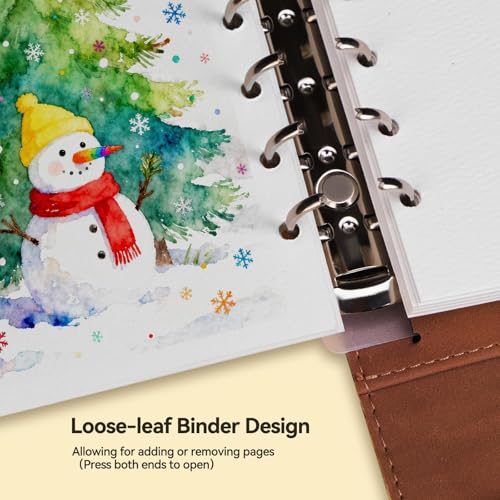 LIGHTWISH Watercolor Pad - A5 20 Sheets 100% Cotton 300GSM Cold Press Paper | Detachable with Backing Board | All-in-One Travel Watercolor Journal with Brush Holders & Storage Pockets - color: Brownish yellow