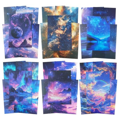 60 Pcs Galaxy & Aurora Stickers for Scrapbooking and Journaling - color: Star Dreams