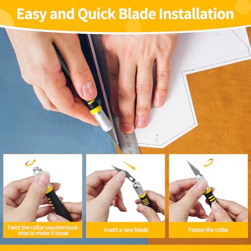 Premium Craft and Exacto Knife Set with 14 Blades - Ideal for Art and Architecture Modeling, Scrapbooking, Engraving, and Sculpture - Perfect for DIY Crafting, Hobbyists, and Professionals (Yellow) - color: Yellow