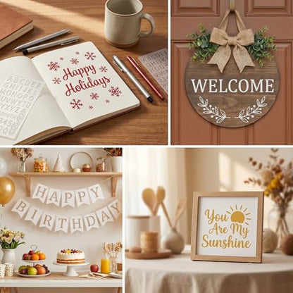 Amabro 16Pcs Letter Stencils Reusable Plastic Letter and Number Stencils