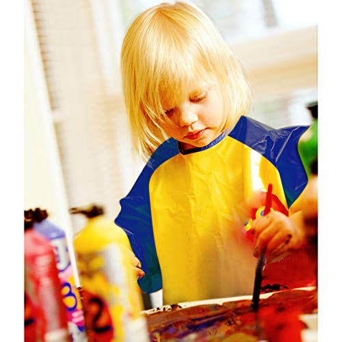 Kids Art Smocks 2 Pack Painting Smock with Long Sleeve and 3 Pockets for Age 3-8 - color: Blue
