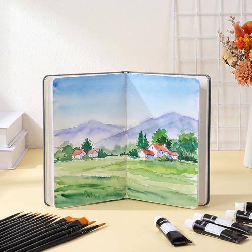 Dispowreath 2 Pcs Watercolor Sketchbook, Low Saturation Colors,Classic Style - color: Blue-Green, size: Classic Style
