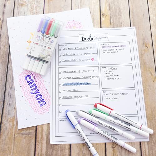 BAZIC PRODUCTS Dual-Tip Creative Markers, Chisel & Fine, 5 Colors | acid-free, water-resistant, non-toxic, ASTM D-4236, art, lettering - color: Classic Set, size: 1-Pack
