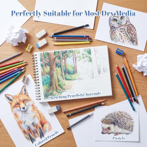 4 Pack Small Sketch Books 5.5 × 8.5 in, Spiral Bound, Black | 100gsm Acid-Free Paper, 30 Sheets Each, Dry Media Friendly, Hardcover Backing, Travel & Classroom Use - color: Black, size: 5.5 × 8.5Inch（4 Pack）