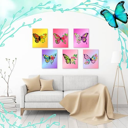 Affrolling 12 Pcs Pre Drawn Canvas for Painting for Adults 8 x 8 Inch Canvas Painting Kits Stretched with Drawing Ready to Paint Beginner Artists Date Night Party Supplies(Butterfly) - style: Butterfly