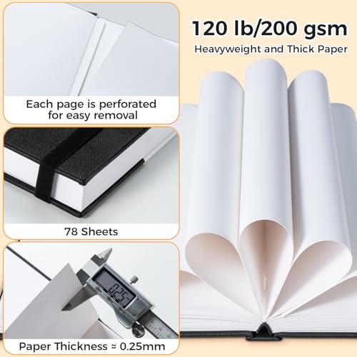 Ohuhu 8.3"x11.7" Marker Paper Pad Art Sketchbook for Drawing and Sketching | Large Sketch Book - 120 LB/200 GSM Smooth Drawing Paper - 78 Sheets/156 Pages - PU Hardcover Sketch Pad for Alcohol Markers - size: 8.3" x 11.7"