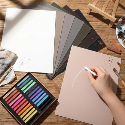 Fuyoooo 24 Sheet Sanded Pastel Paper for Artists 500 Grit Sanded Paper for Art Dry Painting Oil Pastel (9 x 12 Inch,Neutral Earthy Tones) - color: Neutral Earthy Tones