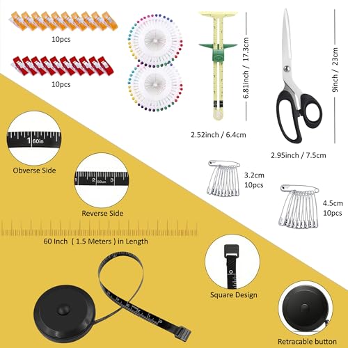 Rotary Cutter Set with A3 Self-Healing Cutting Mat, Fabric Scissors, 2 Blades, Quilting Ruler, Sewing Ruler & Sewing Clips – All-in-One Kit for Quilting, Patchwork, Sewing & Crafting - color: Rotary Cutter Set 3