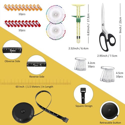 Rotary Cutter Set with A3 Self-Healing Cutting Mat, Fabric Scissors, 2 Blades, Quilting Ruler, Sewing Ruler & Sewing Clips – All-in-One Kit for Quilting, Patchwork, Sewing & Crafting - color: Rotary Cutter Set 3