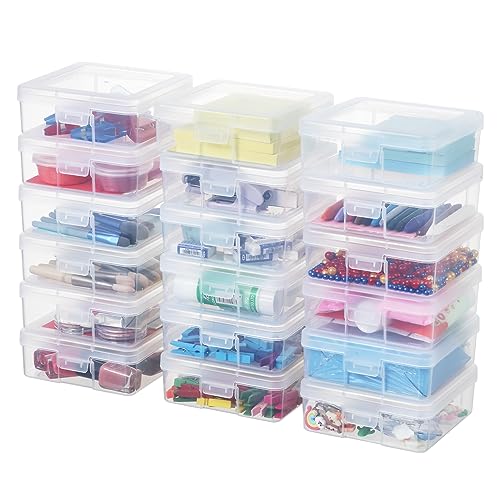 18 Pack Small Plastic Hobby Art Craft Organizer,Storage Containers | Stackable Design, Clear, Latching Lid, High-Grade Material, for Pencil Box, for Crayon - size: Small - 18 Pack