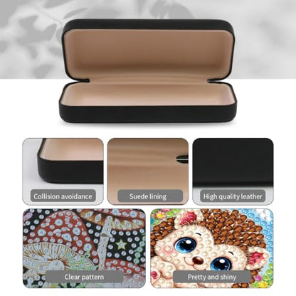 FlyingMage 5D Diamond Art Painting Kit, Hard Shell Eyeglasses Glasses Case | Flower Hedgehog DIY Diamond Dots, Small Gem Art Paint Mosaic Kits, Cute Rhinestone Sunglasses Case for Adults Beginner Women - color: Multicolor Flower Hedgehog