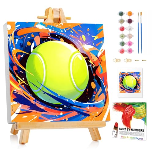 XTCIXAL Paint by Numbers Kit for Kids with Frame, Tennis, 8X8 inch - color: 08-Tennis