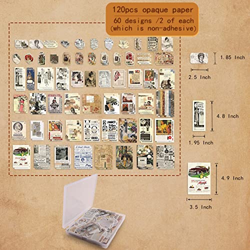 200Pcs Vintage Scrapbook Stickers, Aesthetic Junk Journal Stamping Supplies Kit, Scrapbooking Ephemera Washi Paper for Bullet Journaling Planners Diary Collage - style: Retro Memory