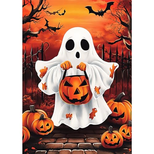GHHKUD Diamond Painting Kits Halloween Ghost for Adults, DIY 5D Pumpkin Diamond Painting, Full Drill Diamond Art Kits Art Pictures for Relaxation Gifts Home Wall Decor 30x40cm - color: Ghost