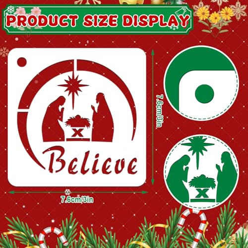 JULMELON 20Pcs Christmas Stencils Reusable, Nativity of Jesus for Painting | DIY Reusable Templates, for Painting on Wood Fabric Canvas, Religious Nativity Scene Christmas Stencils - style: Jesus Stencils