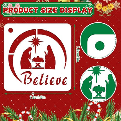JULMELON 20Pcs Christmas Stencils Reusable, Nativity of Jesus for Painting | DIY Reusable Templates, for Painting on Wood Fabric Canvas, Religious Nativity Scene Christmas Stencils - style: Jesus Stencils