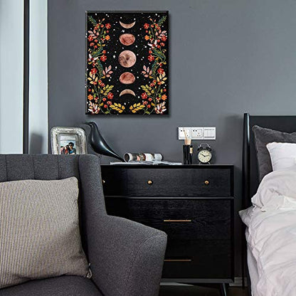TUMOVO Paint by Numbers for Adult Moonlit Garden Painting by Number Flower | 16"x20" Unframed Canvas with Acrylic Paints and Brushes, Full Moon and Flowers Black DIY Gift for Adults, Relaxing - color: Moonlit Garden