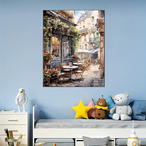 Arttoplus Street Cafe Paint by Numbers Kit for Adults Beginner 16x20 inch - color: MT20373-US