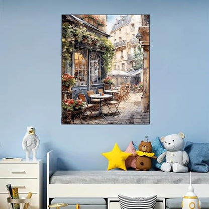 Arttoplus Street Cafe Paint by Numbers Kit for Adults Beginner 16x20 inch - color: MT20373-US