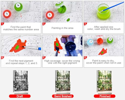 TUMOVO Green Plant Paint by Numbers Kit for Adults Beginner Potted Oil Painting Adult Paint by Number Kits on Canvas Botanic DIY Acrylic Painting Art Crafts for Gifts Home Wall 16"x20"(Frameless) - color: Green Plants