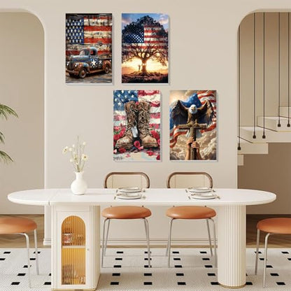 4 Pack Independence Day Paint by Numbers for Adults with Framed 8x12 inch - color: BKH2370+BKH2371+BKH2372+BKH2373-US