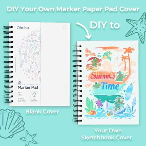 Ohuhu 5.5"x8.5" Double-Sided Bleedproof Marker Pad Art Sketchbook 60 Sheets - size: 5.5" x 8.5"