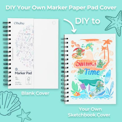 Ohuhu 5.5"x8.5" Double-Sided Bleedproof Marker Pad Art Sketchbook 60 Sheets - size: 5.5" x 8.5"