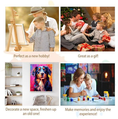 Artunion Framed Paint by Numbers Kit for Adults Beginners & Kids Ages 8-12,Bernese Mountain Dog Paint by Number with Frame,Dog Animal Paint by Numbers Kit on Canvas 10 * 10 Inch Without Easel - color: ZXT-376-F