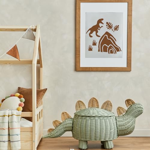 80 Pcs 3 x 3 Inch Stencils for Painting on Wood, Reusable Dinosaur Animal Mountain Plastic Stencils DIY Craft Paint Template Set for Wall Card Rock Home Decor - style: Dinosaur