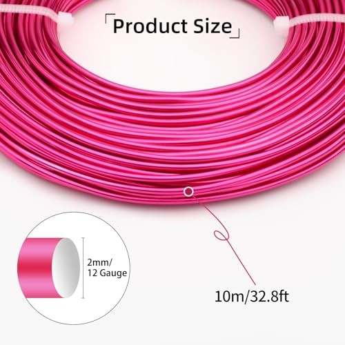 12 Gauge Aluminum Craft Wire for Jewelry Making, 32.8FT Bendable Metal Wirefor Bonsai Armature(Peach Pink) - color: Peach Pink