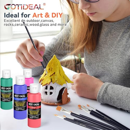GOTIDEAL Acrylic Paint Set, 24 Colors (100ml, 3.4 oz), with Paint Brushes - color: 24 Colors（100ml）