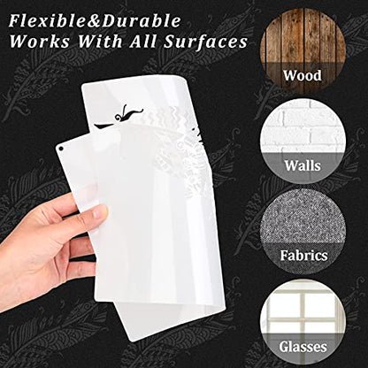 6 Pieces Decorative Mandala Feather Stencil Reusable Mandala Painting Templates Beautiful Stencils Metal Open Ring for Painting on Wood Wall Decor