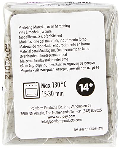 Sculpey PE02 5065 Premo Polymer Clay 2 Ounces-Gray Granite - color: Grey Granite, size: 2 oz