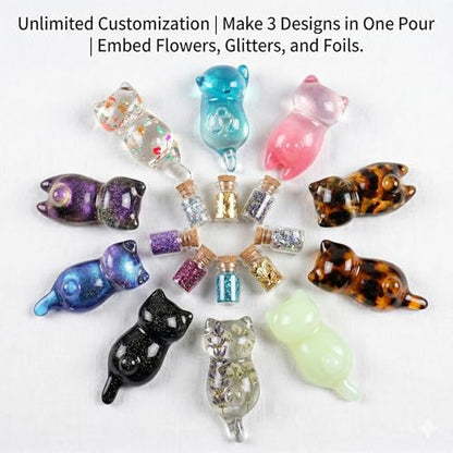 Cat Figurines Epoxy Resin Molds, 3D Kitten Animal Silicone Molds - color: Kitten Resin Mold