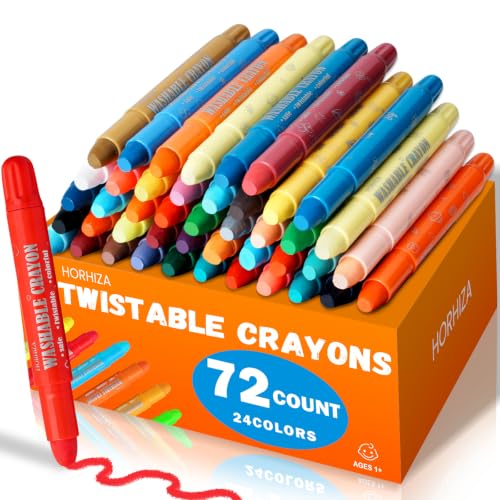 72 Count (24 Colors) Jumbo Twist-Up Crayons for Kids and Toddlers Ages 3+ | Non-Toxic Washable Crayons, Ultra-Silky Easy-Grip Art Supplies, Gift for Girls & Boys - size: 24 Count (Pack of 3)