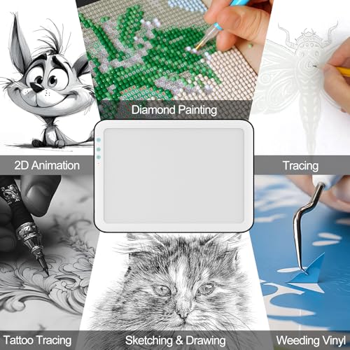 A3 LED Extra Bright Light Pad, Rechargeable Diamond Painting Light Board - color: A3D50-white