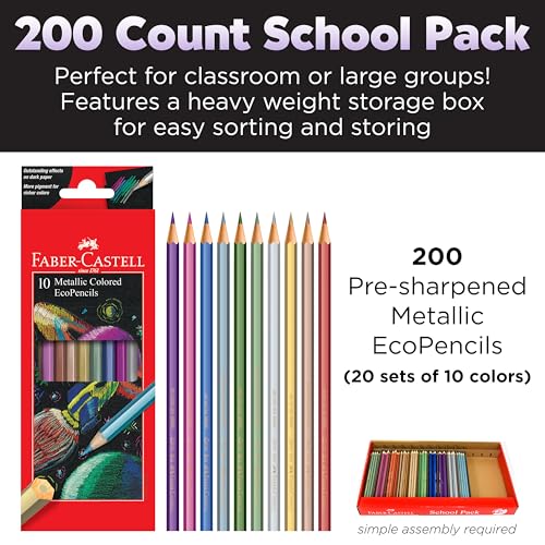 Faber-Castell Metallic EcoPencils, 200 Colored Pencils for Classrooms