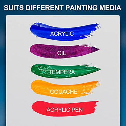 Canvas Panels 5x7 Inch 12-Pack, Acrylic Paint Set 24 Colors 2oz/59ml