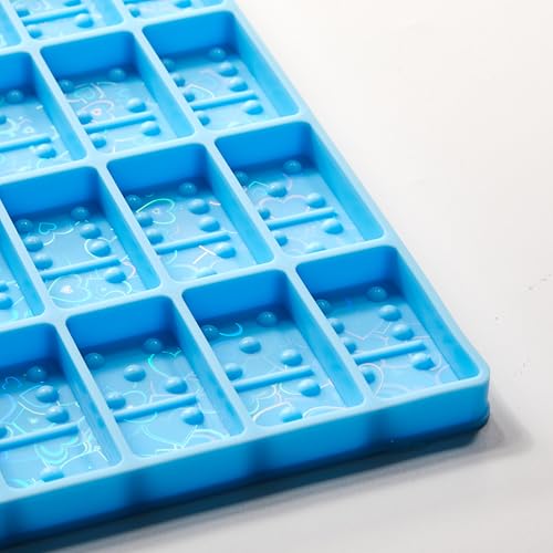 Patelai 28 Cavity Domino Resin Molds Silicone Holographic Blue - size: Holographic