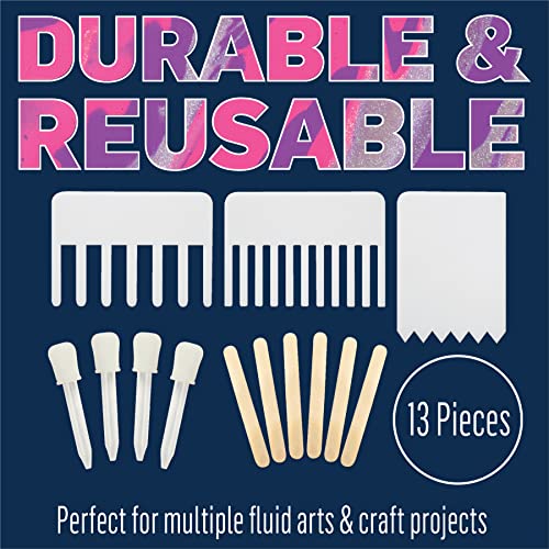 FolkArt Drizzle Tool Kit, 13 Piece Pouring Drop, Swipe, and Stir Tool Kit Perfect for Fluid Arts and Crafts Projects, 50429 - style: Drop, Swipe, and Stir Kit