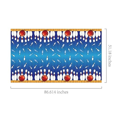 1Pc Bowling Party Plastic Tablecloth 54 x 87 Inch Long Table Cover, Bowling Ball Party Tablecover for Ball Sports Theme Kids Baby Shower Birthday Dinner Picnic Kitchen Event - color: Bowling