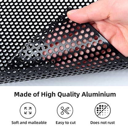 AggAuto Universal 40"x13" Car Grill Mesh 4mm Round Hole Black | Aluminum Alloy Automotive Grille Insert Bumper, One of the Most Multifunctional Shape Grids 100x33cm - size: 4mm Round Hole - Black
