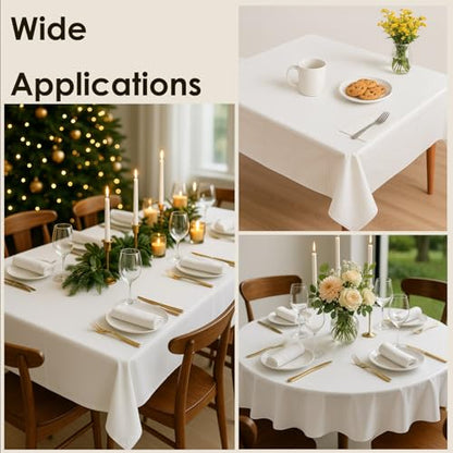 12 Pack White Plastic Tablecloths, 84 Inch Round Disposable Table Covers, Heavy Duty & Waterproof for Parties, Events, Banquets, White - color: White, size: 84" Round