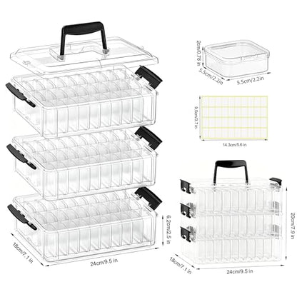 3-Tier Large Capacity Stackable Bead Organizer Box 90 Pcs, Portable Plastic Craft Storage Containers for Jewelry Making, Bracelets, DIY, Nail Art Charms - size: 3-Tier 90 Compartments