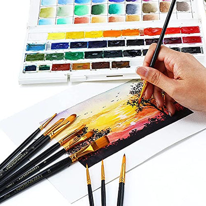 Transon 20pcs Art Painting Brush Set for Acrylic Watercolor Gouache Hobby Craft Face Painting Black - color: Black