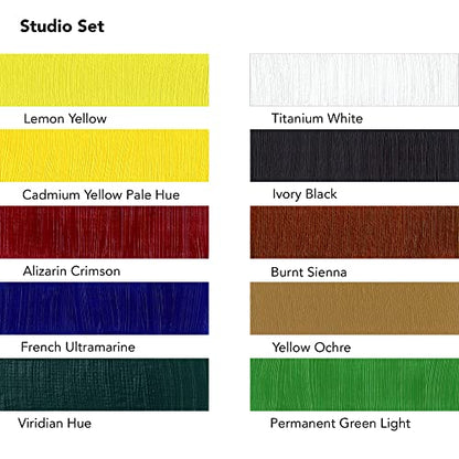 Daler-Rowney Georgian 10-Tube Studio Artist Oil Paint Set - Painting Set for Canvas Paper and More - Oil Painting Supplies for Artists and Students - Oil Paints for All Skill Sets - style: 10 Pack Studio