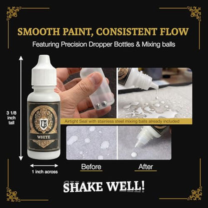 Ludus Bellum Miniature Paint White Color 18ml Precision Dropper Bottle | Professional Acrylic Paint for Miniatures & Models, Provides Quality Acrylic Tones and Shades for Warhammer 40K D&D Figures - color: White
