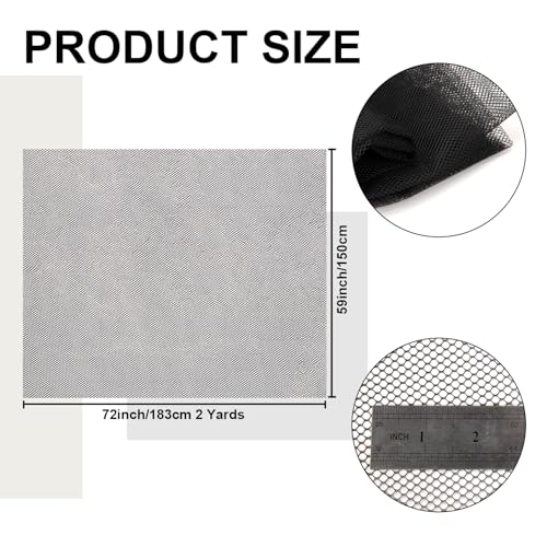 59" x 72"(2 Yards) Black Mesh Fabric | Slightly Stretchy for Sewing Projects, Backpack Pocket and Straps, Netting Clothes and Shopping Bag - color: Black