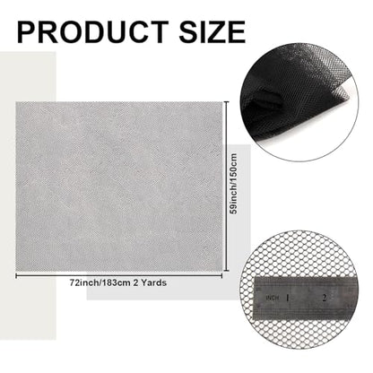 59" x 72"(2 Yards) Black Mesh Fabric | Slightly Stretchy for Sewing Projects, Backpack Pocket and Straps, Netting Clothes and Shopping Bag - color: Black